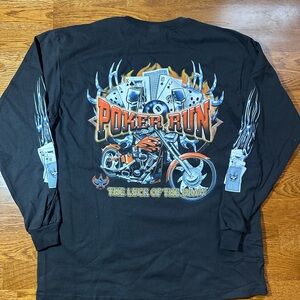 Delta Poker Run Graphic Black Long Sleeve biker Shirt